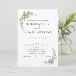 Soft Green Eucalyptus Watercolor Rustic Wedding 招待状