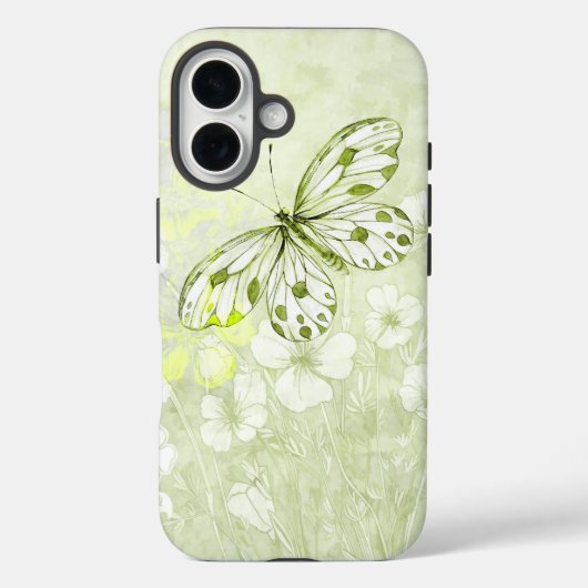Soft Green Floral & Butterfly Phone Cover Case-Mate iPhoneケース (裏面)