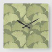 Soft Green Ginkgo Botanical Dream 1 スクエア壁時計 (正面)