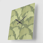 Soft Green Ginkgo Botanical Dream 1 スクエア壁時計 (傾斜)