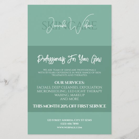 Soft green mint tone skincare チラシ (正面)