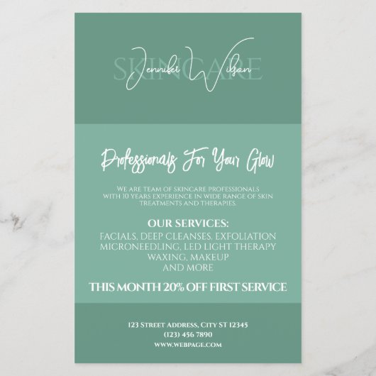 Soft green mint tone skincare チラシ (裏面)