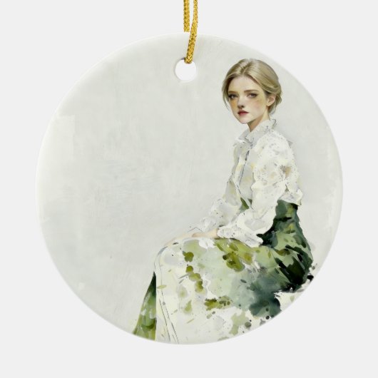 Soft Green Portrait Ornament セラミックオーナメント (正面)