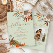 Soft green rust leaves boho floral fall wedding 招待状
