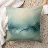 Soft Green Teal Blue Champagne Abstract Ocean クッション (ブランケット)