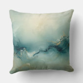 Soft Green Teal Blue Champagne Abstract Ocean クッション (裏面)