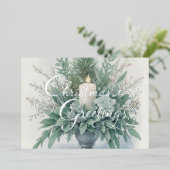 Soft Green Tones Christmas Candle 箔シーズンカード (立ち正面)