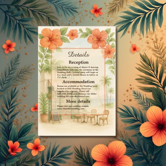 Soft Green Tropical Hawaii Destination Wedding エンクロージャーカード