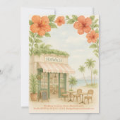 Soft Green Tropical Hawaii Destination Wedding 招待状 (裏面)