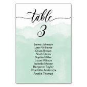 Soft Green Watercolor Wedding Table Cards Seating テーブルナンバー (正面)