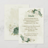 soft green white floral wedding details エンクロージャーカード (正面/裏面)