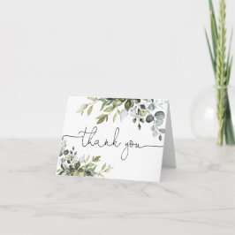 Soft greenery watercolor Folded Thank You Card サンキューカード