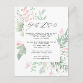 Soft Greenery Wedding Guest Information in Pastel  エンクロージャーカード