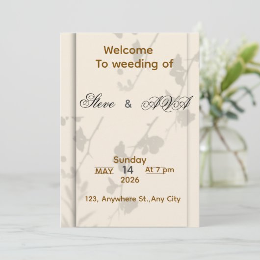 Soft Grey Elegant Wedding Invitation | Romantic &  招待状 (スタンド正面)