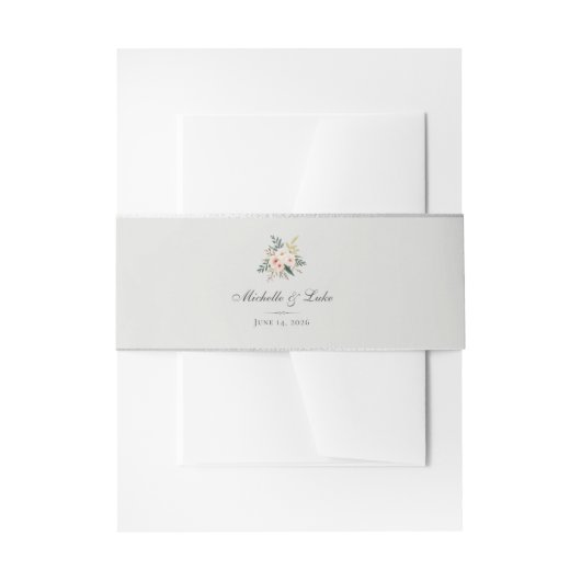 Soft Grey Floral Velvet Wedding Invitation 招待状ベリーバンド (正面例)