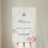 Soft Grey & Florals Islamic Wedding Acrylic Sign アクリルサイン