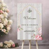 Soft Grey & Florals Islamic Wedding Acrylic Sign アクリルサイン