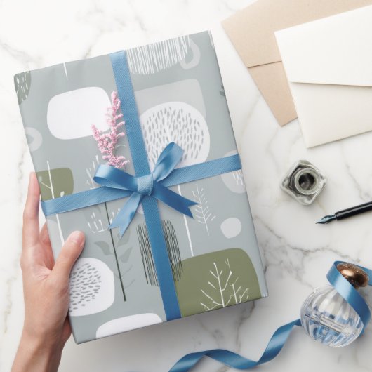 Soft Grey Sage Balance Abstract Pattern ラッピングペーパー (ギフト)