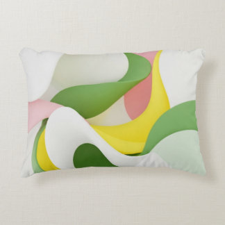 Soft Harmony - Green and Pink Abstract Art Pillow アクセントクッション