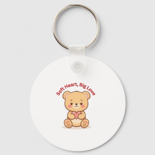 Soft Heart Big Love Cute Teddy Bear キーホルダー (裏面)
