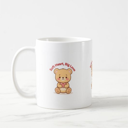 Soft Heart Big Love Cute Teddy Bear Mugs  コーヒーマグカップ (左)