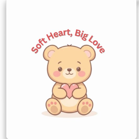 Soft Heart Big Love Cute Teddy Bear Mugs  シール (正面)