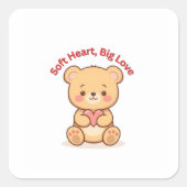 Soft Heart Big Love Cute Teddy Bear Mugs  スクエアシール (正面)