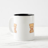 Soft Heart Big Love Cute Teddy Bear Mugs  ツートーンマグカップ (正面左)