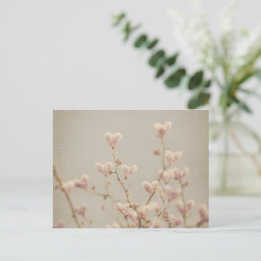 Soft Heart Blossom Postcard – Romantic Botanical  ポストカード (スタンド正面)