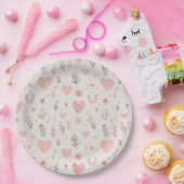Soft Heart Floral Paper Plates ペーパープレート (パーティー)