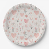 Soft Heart Floral Paper Plates ペーパープレート (正面)