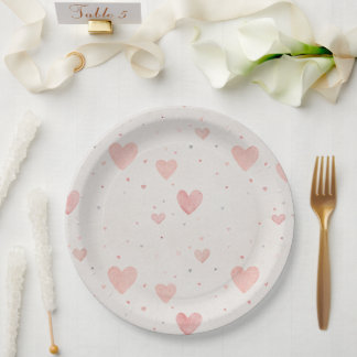 Soft Heart Pattern Paper Plates ペーパープレート