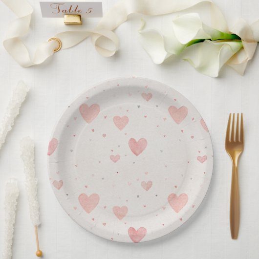 Soft Heart Pattern Paper Plates ペーパープレート (ウェディング)