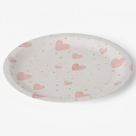 Soft Heart Pattern Paper Plates ペーパープレート (アングル)