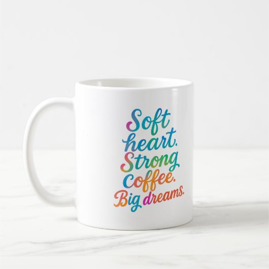 Soft heart. Strong coffee. Big dreams - Mug コーヒーマグカップ (左)