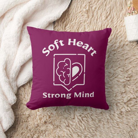 Soft Heart Strong Mind Throw Pillow クッション (ブランケット)