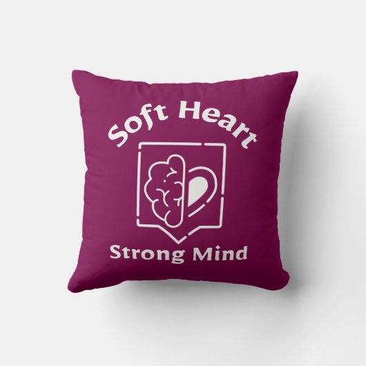 Soft Heart Strong Mind Throw Pillow クッション (裏面)