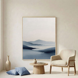 Soft Indigo Abstract Horizon Wall Art ポスター