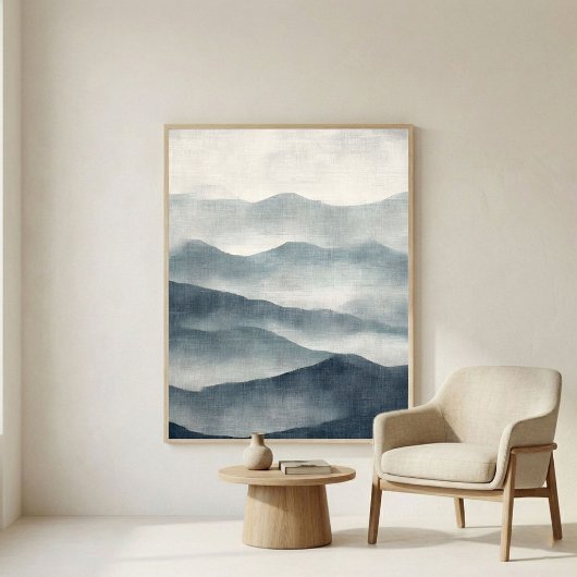 Soft Indigo Abstract Terrain Wall Art ポスター