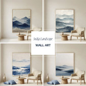 Soft Indigo Abstract Terrain Wall Art ポスター