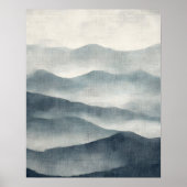 Soft Indigo Abstract Terrain Wall Art ポスター (正面)
