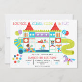 Soft Indoor 遊 Gym Birthday Party招待 招待状 (正面)