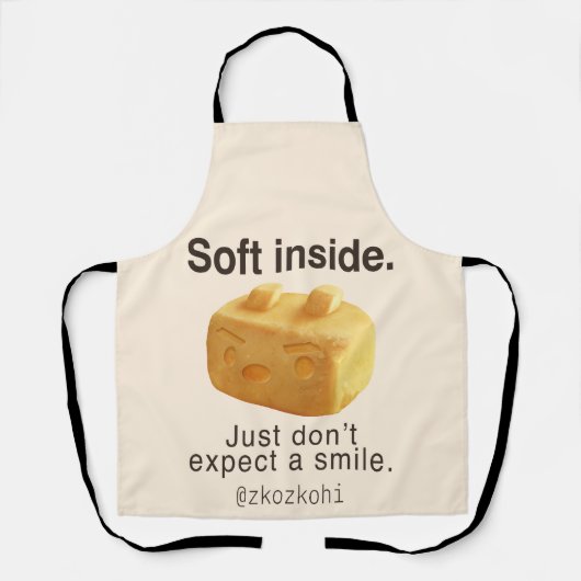 Soft Inside: Iron T Pineapple Cake Funny Quote Art エプロン (正面)