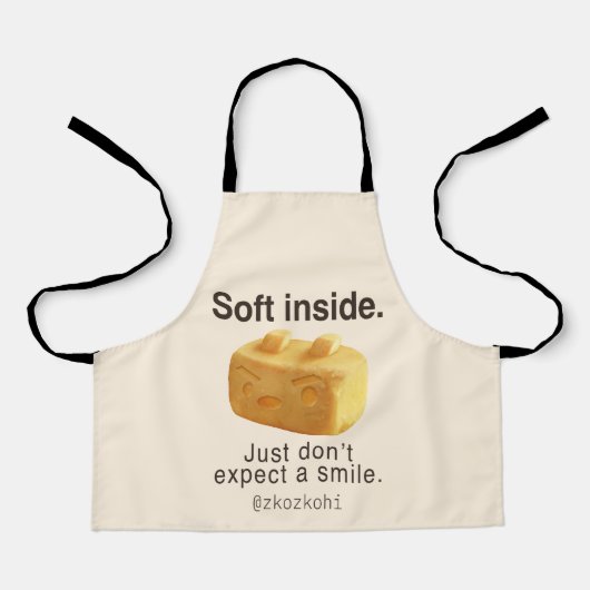 Soft Inside: Iron T Pineapple Cake Funny Quote Art エプロン (正面)