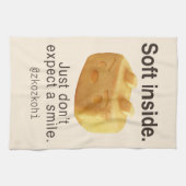 Soft Inside: Iron T Pineapple Cake Funny Quote Art キッチンタオル (横)