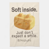 Soft Inside: Iron T Pineapple Cake Funny Quote Art キッチンタオル (縦)