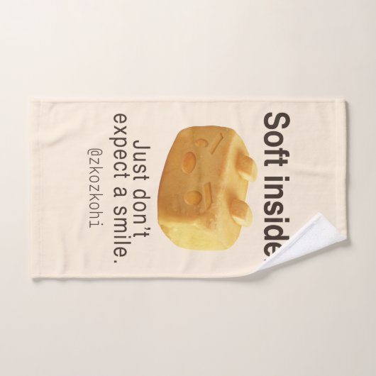 Soft Inside: Iron T Pineapple Cake Funny Quote Art ハンドタオル (ハンドタオル)