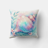Soft Iridescent Pastel Hues Conch Seashell クッション (裏面)