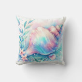 Soft Iridescent Pastel Hues Conch Seashell クッション (正面)