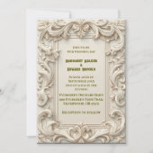 Soft Ivory Baroque Grandeur Acanthus Swirl Minimal 招待状 (正面)